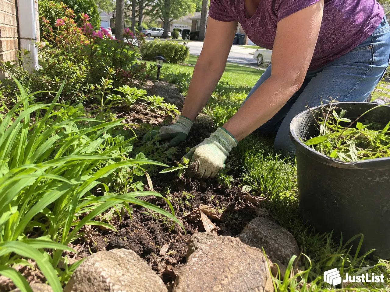 Tidy garden beds, fresh mulch, a few new plants