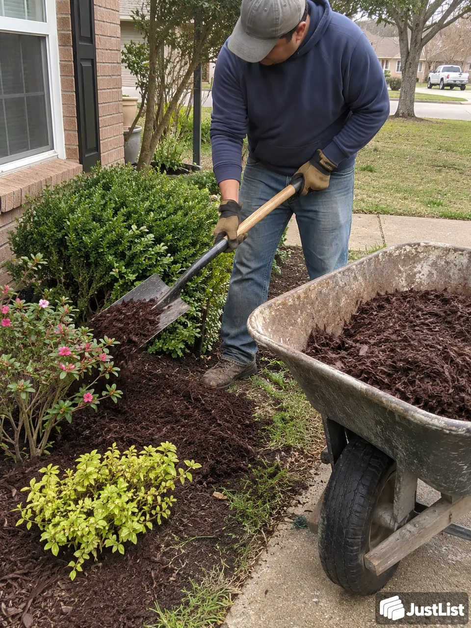 Tidy garden beds, fresh mulch, a few new plants