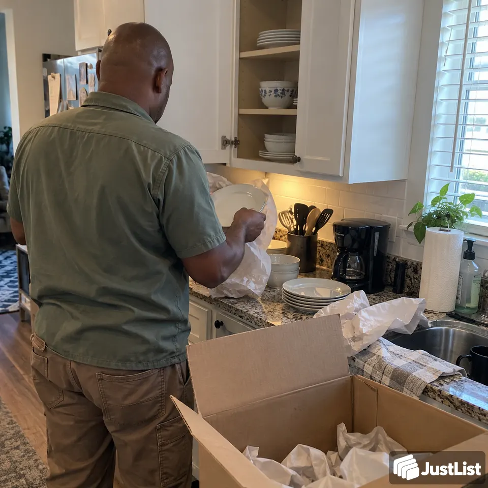 Kitchen packing and household move prep